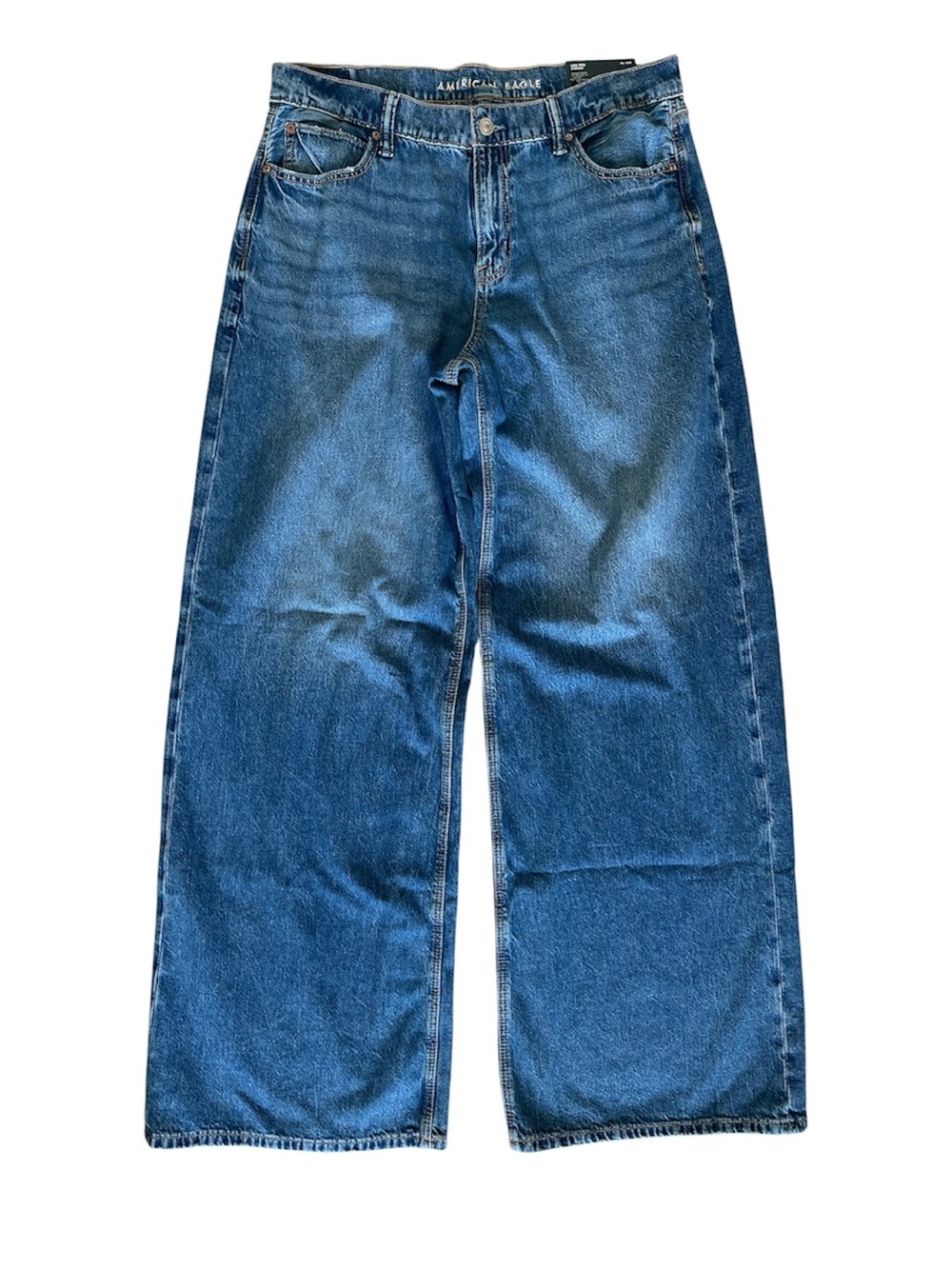 American Eagle Jeans Women’s Blue Dreamy Drape Ultra Wide Leg Low Rise 10 L NWT - Picture 3 of 7